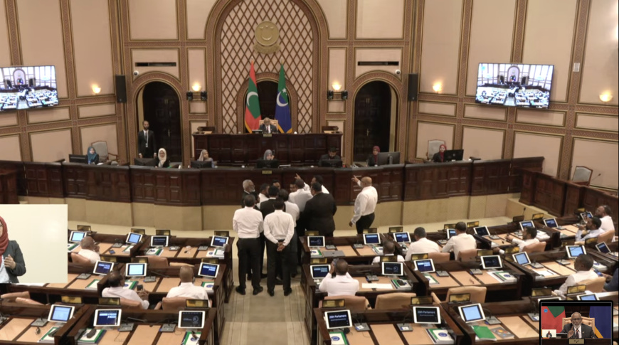 ރިޔާސަތުން ގަވައިދާ ހިލާފުވިކަމުގެ ޒުވާބާއެކު، އިދިކޮޅު މެންބަރުން ތަޅުމުން ބޭރުކޮށްފި