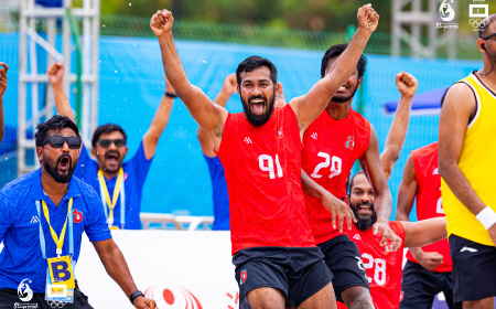 އޭޝިއަން ބީޗް ގޭމްސް: ބީޗް ހޭންޑްބޯޅައިގެ ފުރަތަމަ މެޗުން މޮޅުވެ ދެވަނަ މެޗުން ބަލިވެއްޖެ